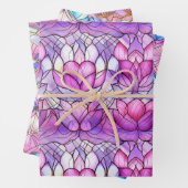 Elegant Iridescent Pink Faux Glas in lood Patroon Inpakpapier Vel (In situ)