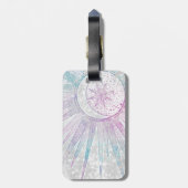 Elegant Iridescent Sun Moon Mandala Silver Design Bagagelabel (Achterkant verticaal)