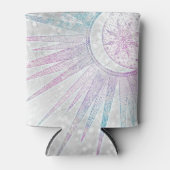 Elegant Iridescent Sun Moon Mandala Silver Design Blikjeskoeler (Voorkant)