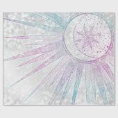 Elegant Iridescent Sun Moon Mandala Silver Design Cadeaupapier (Vlak)