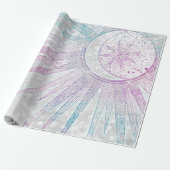 Elegant Iridescent Sun Moon Mandala Silver Design Cadeaupapier (Uitgerold)