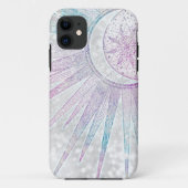 Elegant Iridescent Sun Moon Mandala Silver Design Case-Mate iPhone Case (Achterkant)