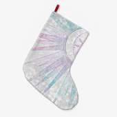 Elegant Iridescent Sun Moon Mandala Silver Design Grote Kerstsok (Voorkant (Hangend))