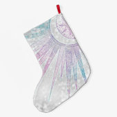 Elegant Iridescent Sun Moon Mandala Silver Design Grote Kerstsok (Achterkant (Hangend))