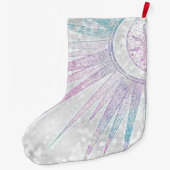 Elegant Iridescent Sun Moon Mandala Silver Design Grote Kerstsok (Achterkant)