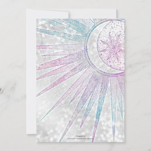 Elegant Iridescent Sun Moon Mandala Silver Design Kaart (Achterkant)