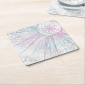Elegant Iridescent Sun Moon Mandala Silver Design Kartonnen Onderzetters (Schuin)