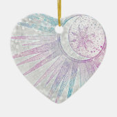 Elegant Iridescent Sun Moon Mandala Silver Design Keramisch Ornament (Voorkant)