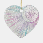 Elegant Iridescent Sun Moon Mandala Silver Design Keramisch Ornament (Achterkant)