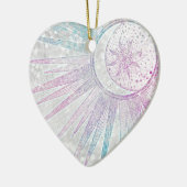 Elegant Iridescent Sun Moon Mandala Silver Design Keramisch Ornament (Links)