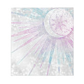 Elegant Iridescent Sun Moon Mandala Silver Design Notitieblok (Voorkant)