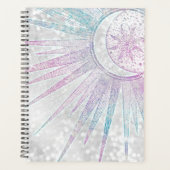 Elegant Iridescent Sun Moon Mandala Silver Design Planner (Voorkant)