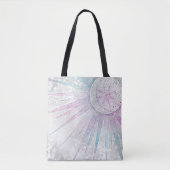 Elegant Iridescent Sun Moon Mandala Silver Design Tote Bag (Voorkant)