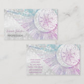 Elegant Iridescent Sun Moon Mandala Silver Design Visitekaartje (Voorkant / Achterkant)