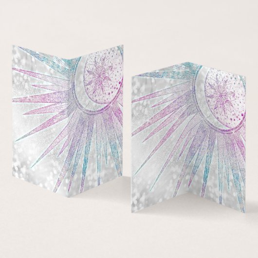 Elegant Iridescent Sun Moon Mandala Silver Design Visitekaartje (Binnen en buitenkant)