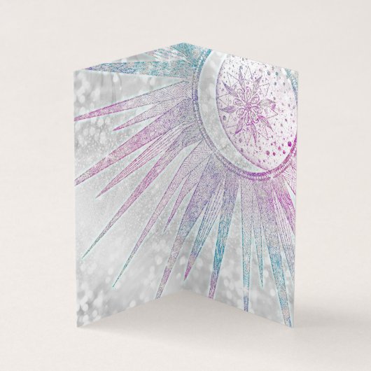 Elegant Iridescent Sun Moon Mandala Silver Design Visitekaartje (Binnen)