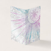Elegant Iridescent Sun Moon Mandala Silver Design Visitekaartje (Buitenkant)