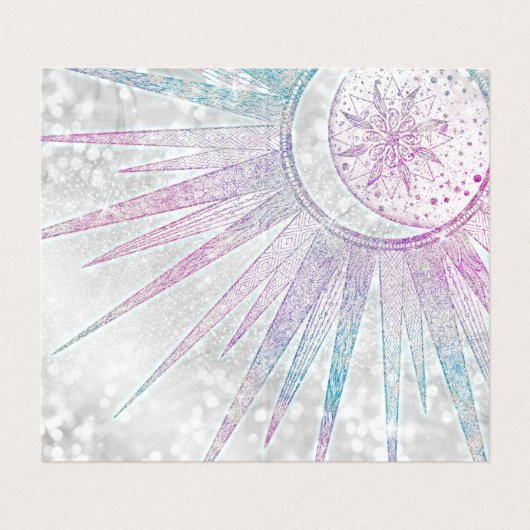 Elegant Iridescent Sun Moon Mandala Silver Design Visitekaartje (Binnenkant ongevouwen)