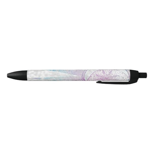 Elegant Iridescent Sun Moon Mandala Silver Design Zwarte Inkt Pen (Bodem)