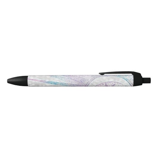 Elegant Iridescent Sun Moon Mandala Silver Design Zwarte Inkt Pen (Bovenkant)