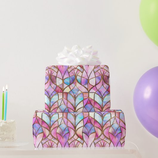Elegant Iridiscerende Roze Nep Gebrandschilderd Gl Cadeaupapier (Feestgeschenken)