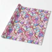 Elegant Iridiscerende Roze Nep Gebrandschilderd Gl Cadeaupapier (Uitgerold)