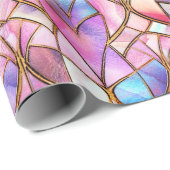 Elegant Iridiscerende Roze Nep Gebrandschilderd Gl Cadeaupapier (Rol Hoek)