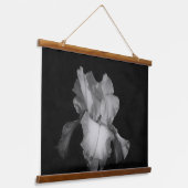 Elegant Iris Black White Floral Foto Hangend Wandkleed (Gebogen)