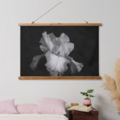 Elegant Iris Black White Floral Foto Hangend Wandkleed (Slaapkamer)