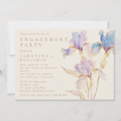 Elegant Iris Bloemen Verlovingsfeest Kaart (Voorkant)