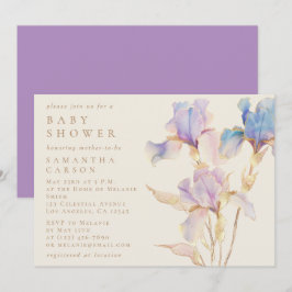 Elegant Iris Bloemen Waterverf Baby shower Kaart