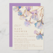 Elegant Iris Bloemen Waterverf Baby shower