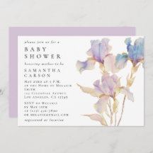 Elegant Iris Bloemen Waterverf Baby shower