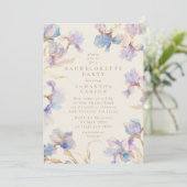 Elegant Iris Bloemen Waterverf Bachelorette Party Kaart (Staand voorkant)