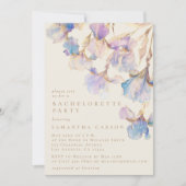 Elegant Iris Bloemen Waterverf Bachelorette Party Kaart (Voorkant)
