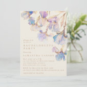 Elegant Iris Bloemen Waterverf Bachelorette Party Kaart (Staand voorkant)