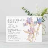 Elegant Iris Bloemen Waterverf Bruidsmeisjes Brunc Kaart (Staand voorkant)