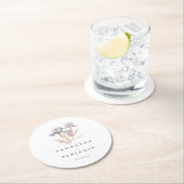 Elegant Iris Bloemen Waterverf Bruiloft Ronde Kartonnen Onderzetter (Insitu)