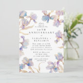 Elegant Iris Bloemen Waterverf Jubileum Party Kaart (Staand voorkant)