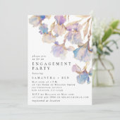 Elegant Iris Bloemen Waterverf Verlovingsfeest Kaart (Staand voorkant)