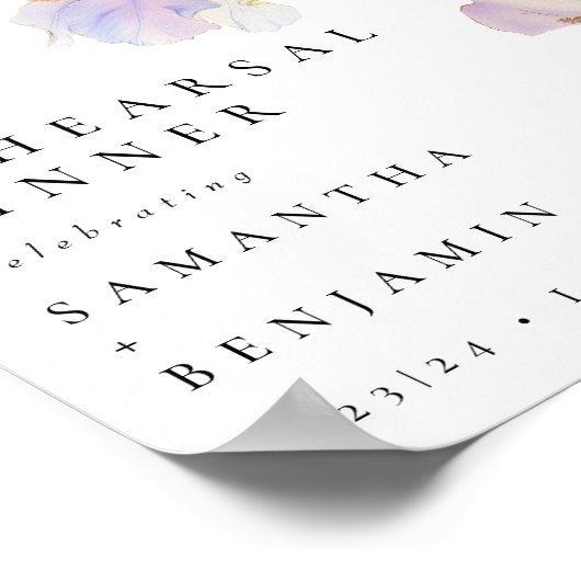 Elegant Iris bloemenbruiloft repetitie diner Poster (Hoek)