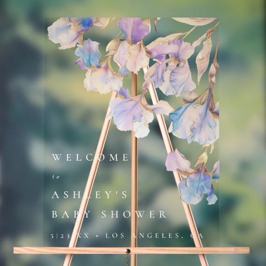 Elegant Iris Floral Baby shower Acryl Bord (Neutraal)