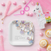 Elegant Iris Floral Baby shower Papieren Bordje (Feest)