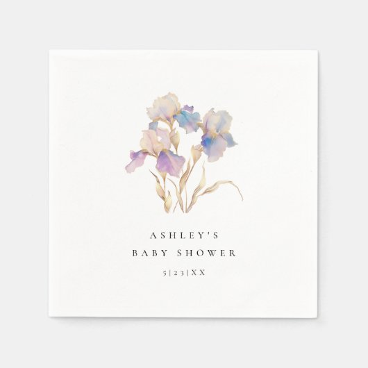 Elegant Iris Floral Baby shower Servet (Voorkant)