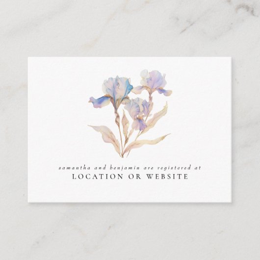 Elegant Iris Floral Wedding Registry Informatiekaartje (Voorkant)