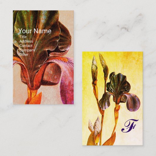 ELEGANT IRIS-monogram Visitekaartje (Voorkant / Achterkant)