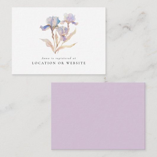 Elegant Iris Vrijgezellenfeest register Informatiekaartje (Voorkant / Achterkant)