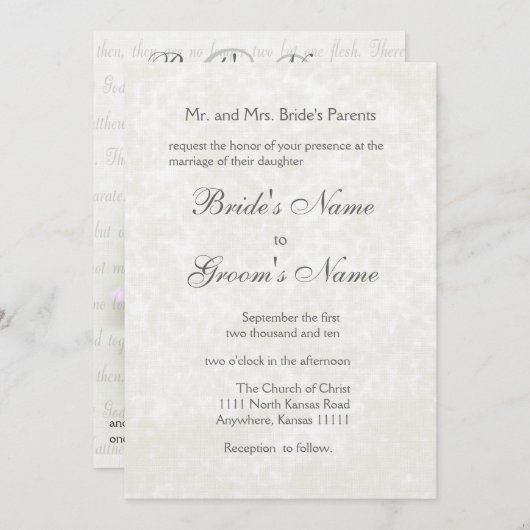 Elegant Iris Wedding Kaart (Voorkant / Achterkant)