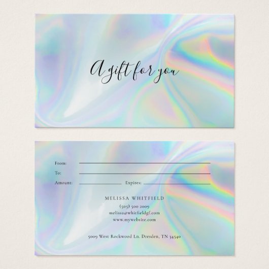 Elegant iriserend blauw holografisch cadeau Kaart (Voorkant /achterkant)