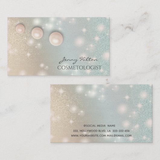 Elegant iriserend holografisch kerkhoudend luxe pa visitekaartje (Voorkant / Achterkant)